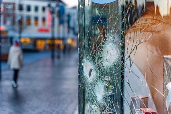 Commercial Property Vandalism Commercial property vandalism with smashed windows