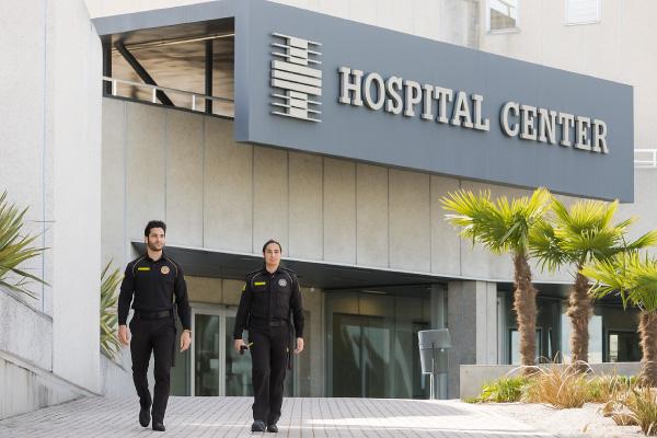 Healthcare Security Services Two Prosegur security officers providing healthcare security guarding for a hospital