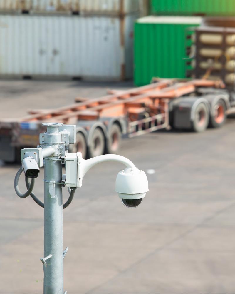 Logistics Remote Security Monitoring A Prosegur security camera providing remote security monitoring for a logistics truckyard